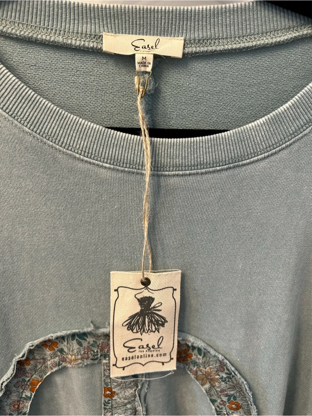 Easel - Boho Peace Sign Sweatshirt - sage - Picture 6 of 7